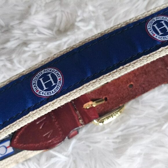 Cape Cod Belt HARDING ACADEMY Waistband Blue Canvas Belt Size 26-27 in - Picture 4 of 8
